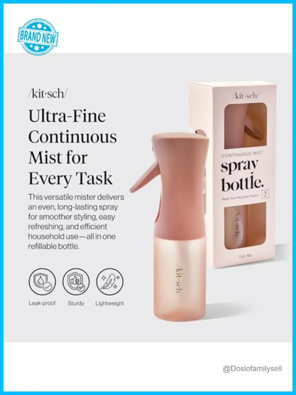 Continuous Spray Bottle Fine Mist Mister Water Spray Bottle for Hair Styling